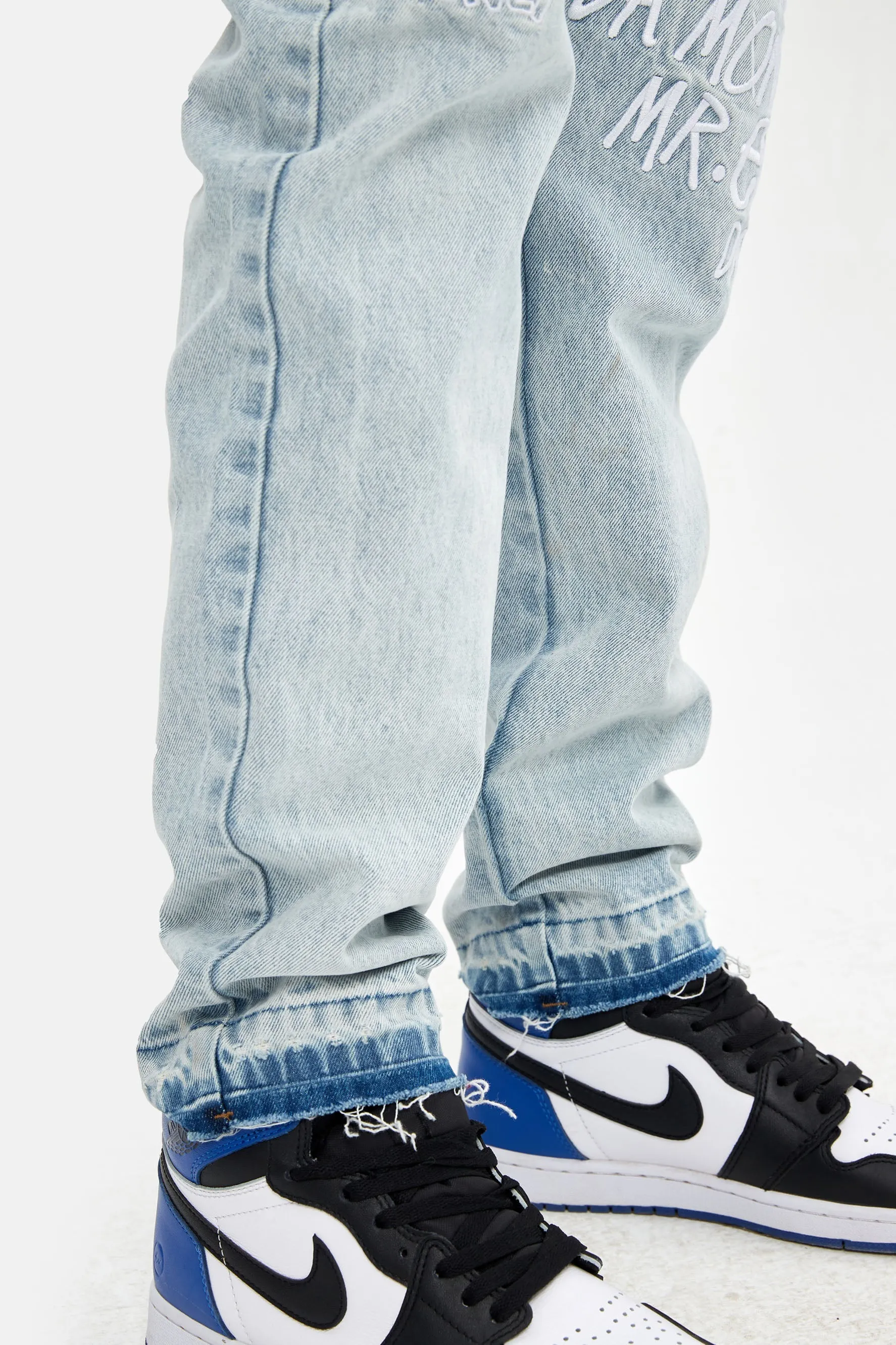 MEDM EMBROIDERED DENIM PANTS