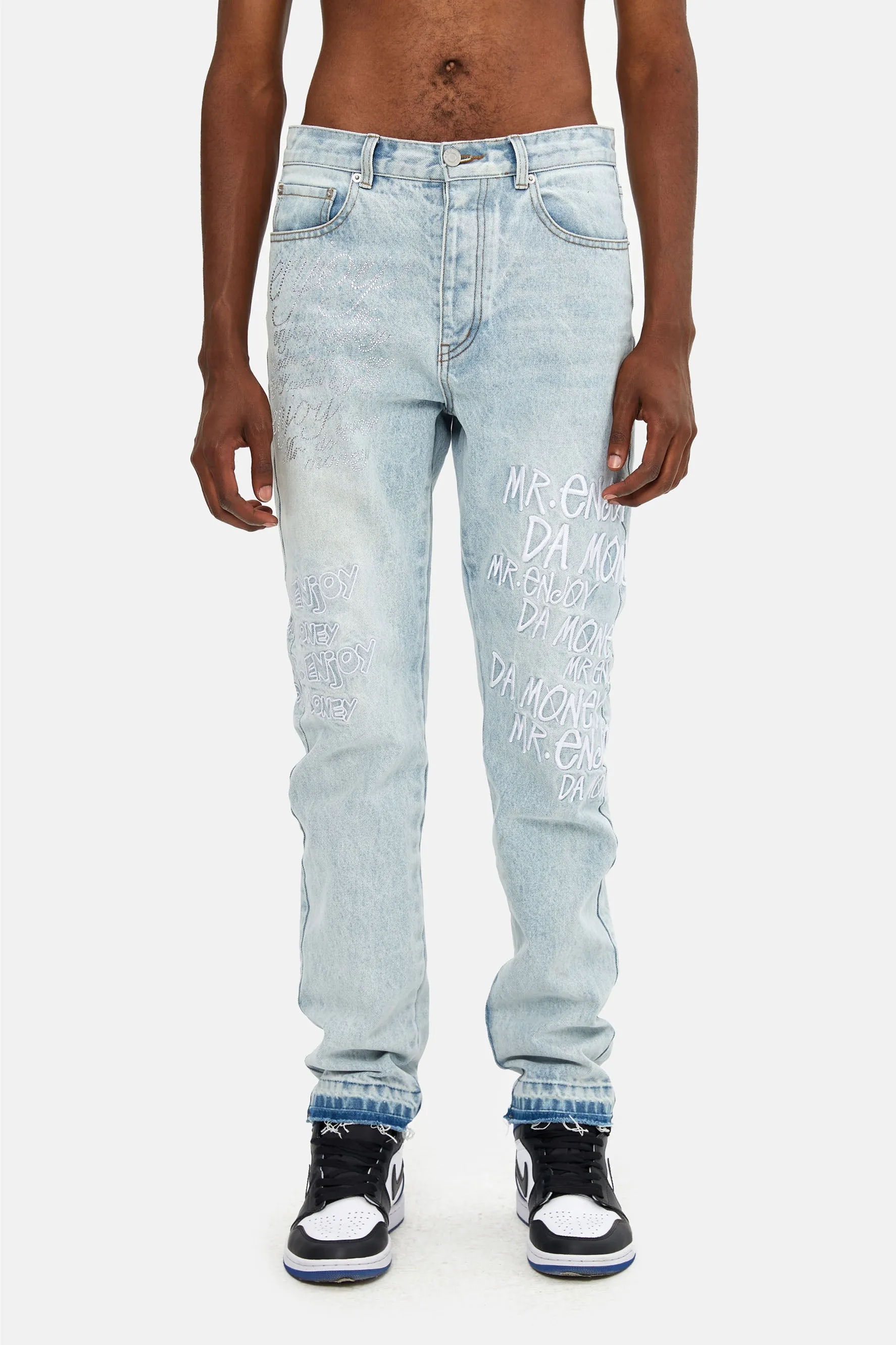 MEDM EMBROIDERED DENIM PANTS