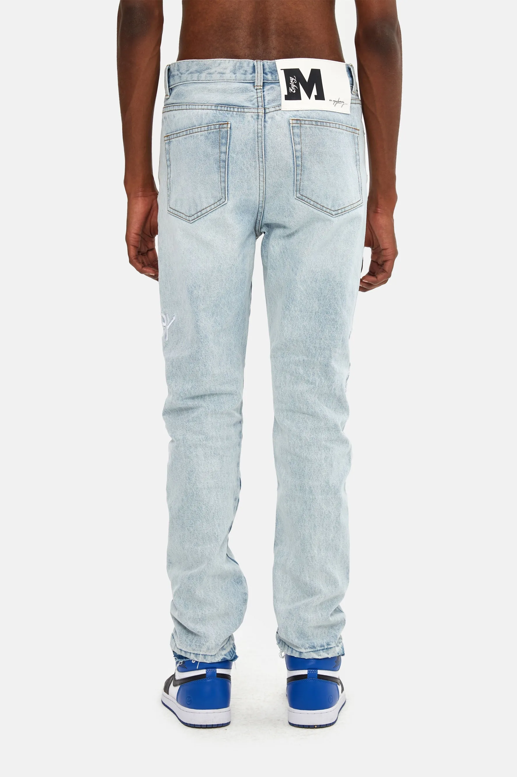 MEDM EMBROIDERED DENIM PANTS