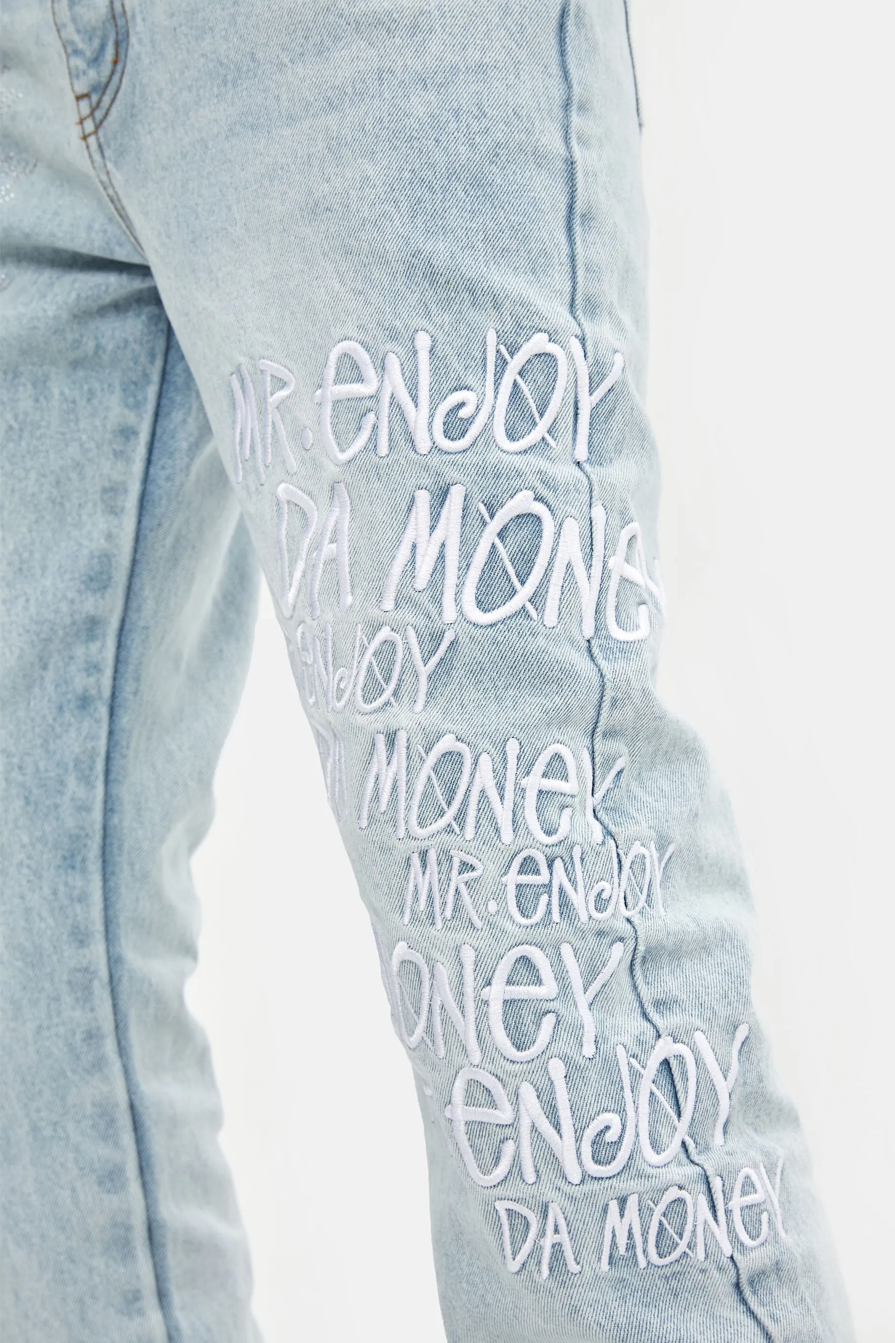 MEDM EMBROIDERED DENIM PANTS