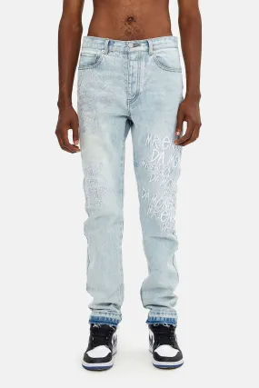 MEDM EMBROIDERED DENIM PANTS