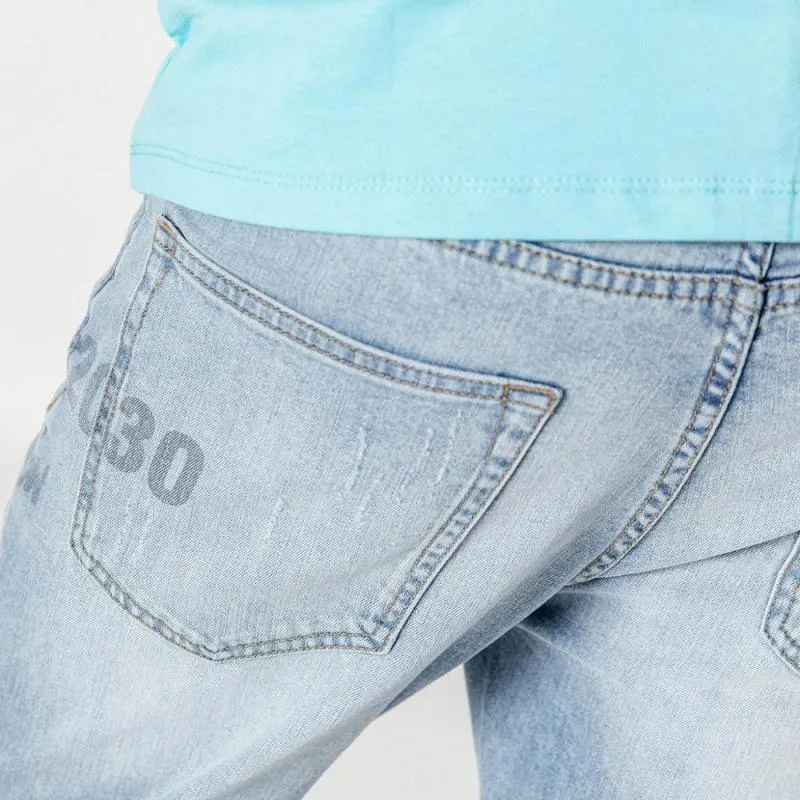 Men's Autumn Ripped Jeans With Print