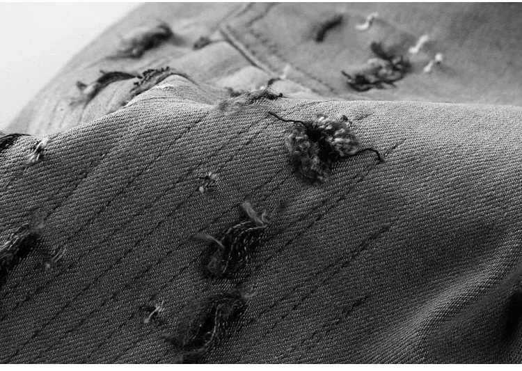 Men's Autumn/Winter Washed Straight Ripped Jeans
