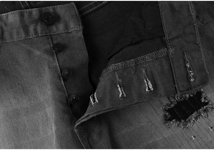 Men's Autumn/Winter Washed Straight Ripped Jeans