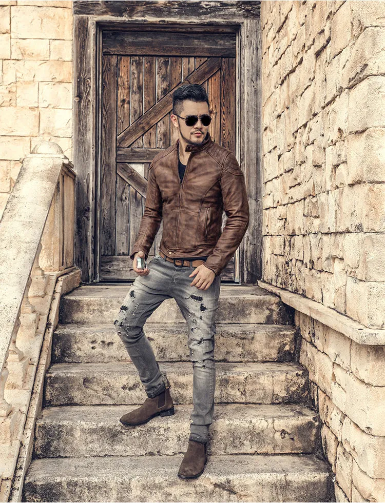 Men's Autumn/Winter Washed Straight Ripped Jeans