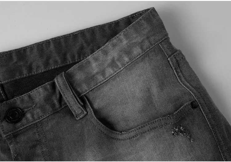 Men's Autumn/Winter Washed Straight Ripped Jeans