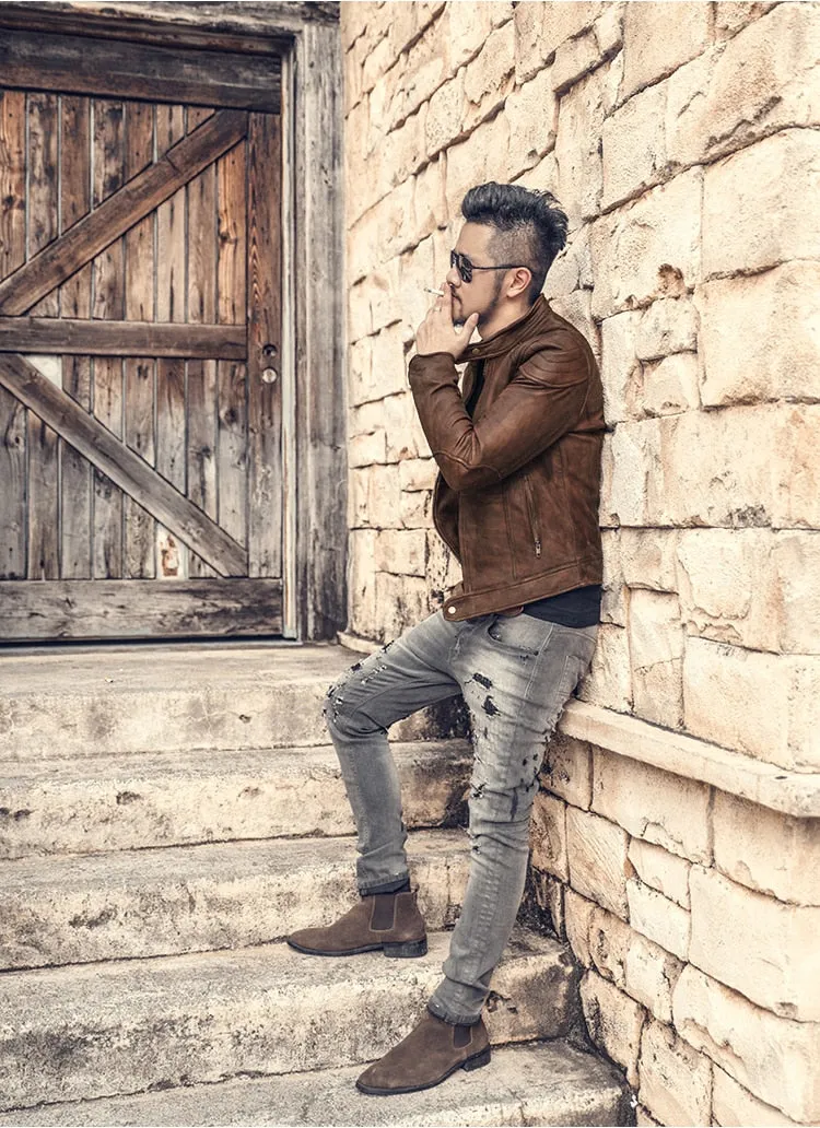 Men's Autumn/Winter Washed Straight Ripped Jeans
