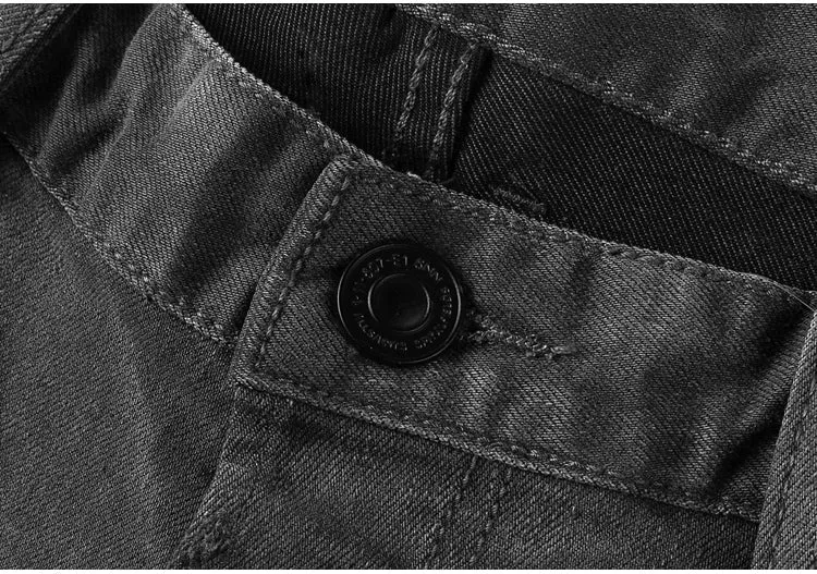 Men's Autumn/Winter Washed Straight Ripped Jeans
