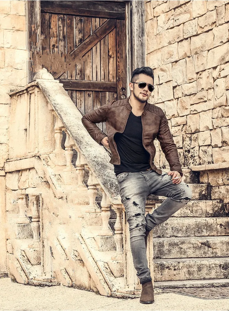 Men's Autumn/Winter Washed Straight Ripped Jeans