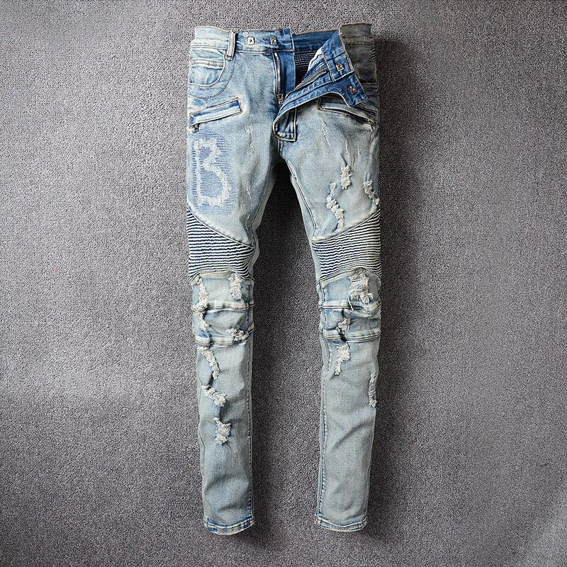 Men's Casual Ripped Elastic Slim Jeans
