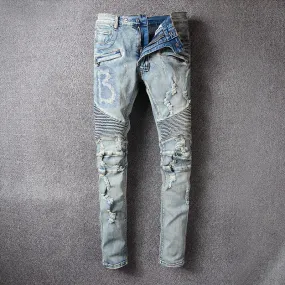 Men's Casual Ripped Elastic Slim Jeans