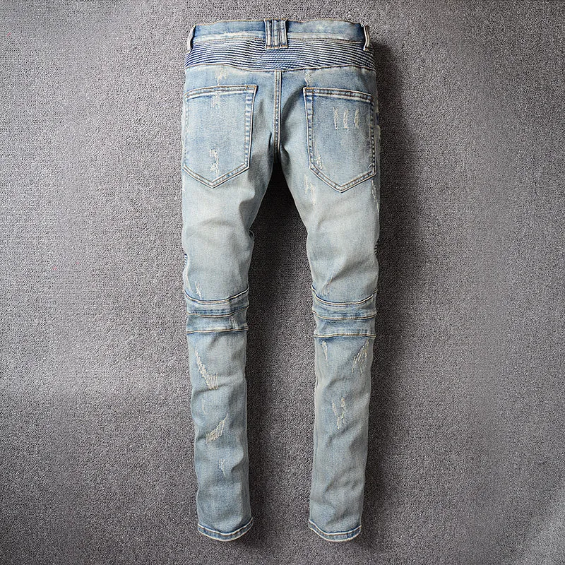 Men's Casual Ripped Elastic Slim Jeans