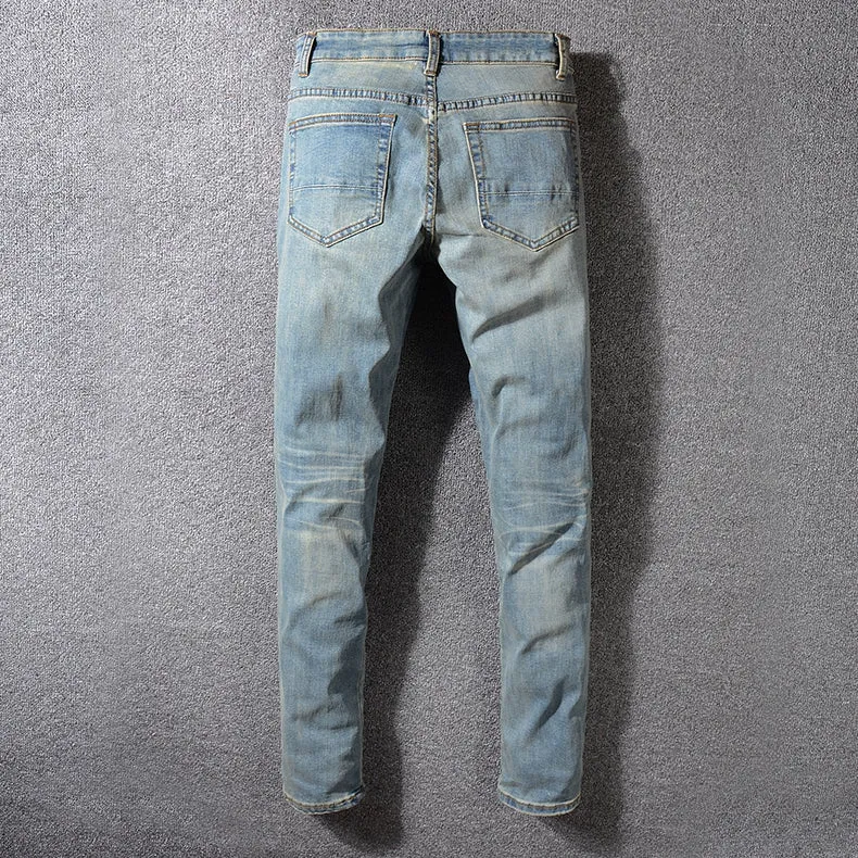 Men's Skinny Ripped Elastic Jeans