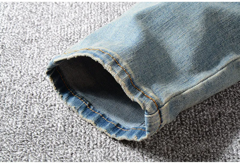 Men's Skinny Ripped Elastic Jeans