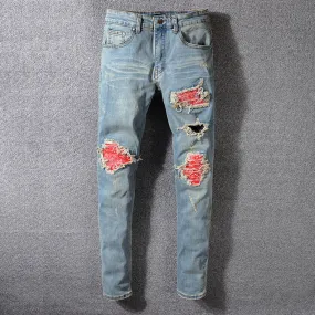 Men's Skinny Ripped Elastic Jeans