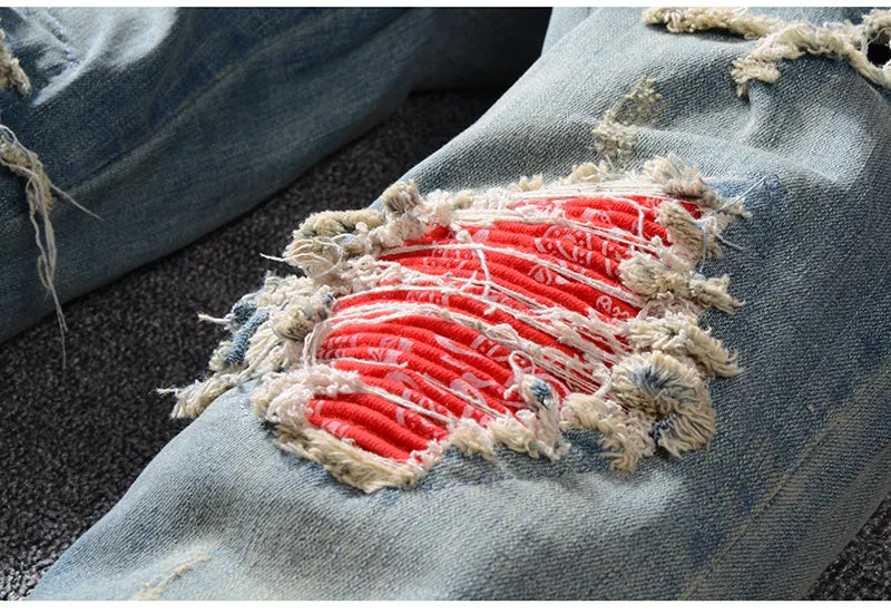Men's Skinny Ripped Elastic Jeans