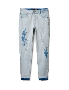 Mid Rise Skinny Jean With Embroidery On The Leg