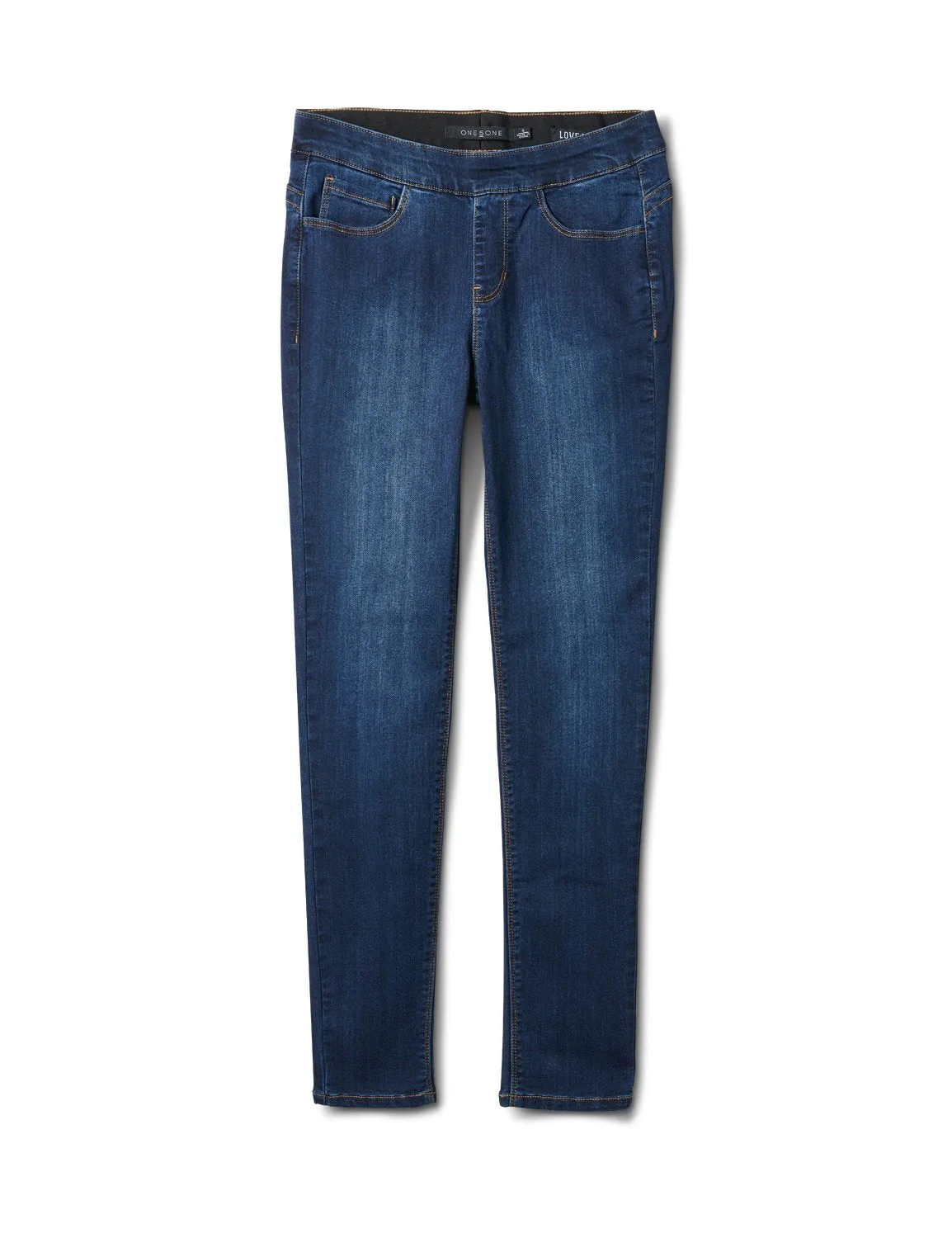 Mid Rise Skinny Pull On Jean Pants - Front And Back Pockets