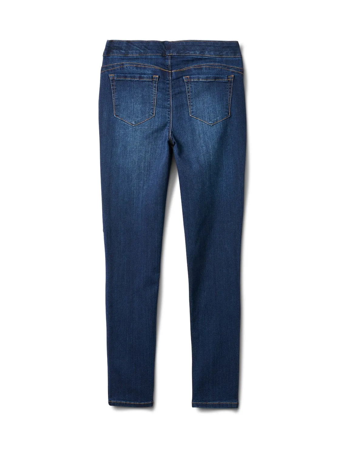 Mid Rise Skinny Pull On Jean Pants - Front And Back Pockets