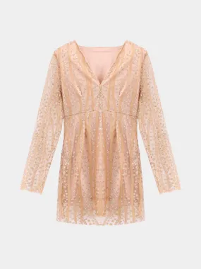 Midsize Paillette Deep V Mini Dress