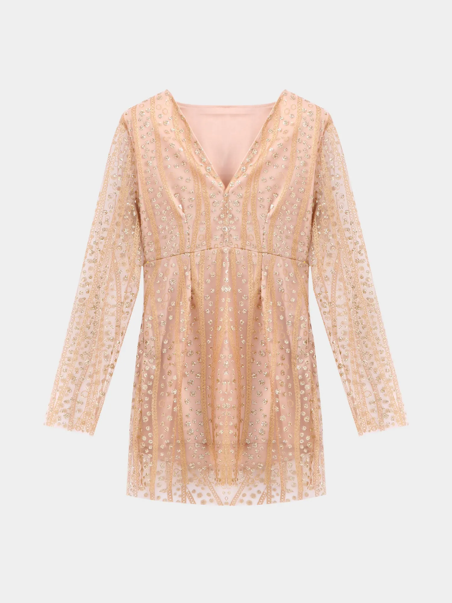 Midsize Paillette Deep V Mini Dress