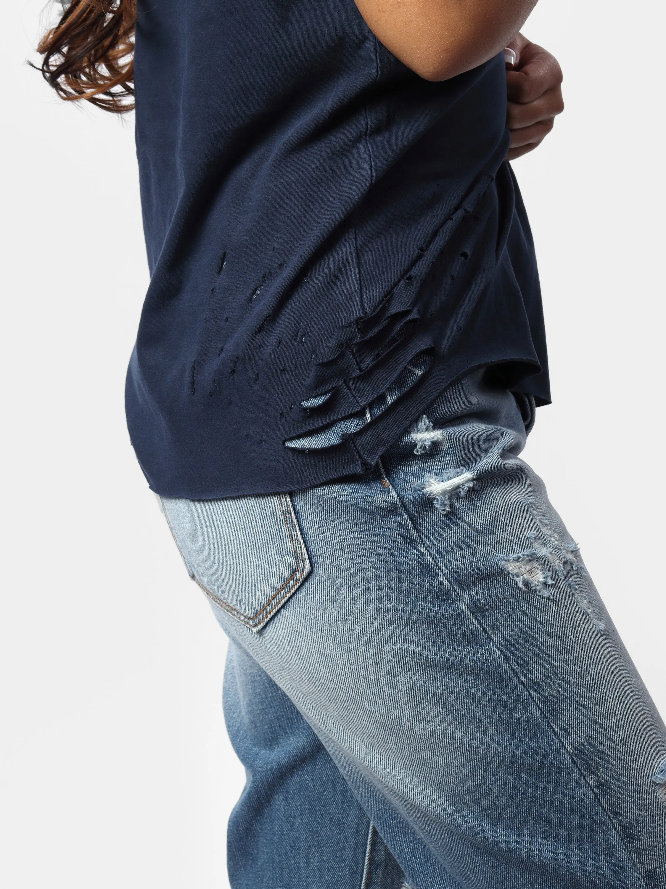 Navy Distressed Vintage Wash Tee