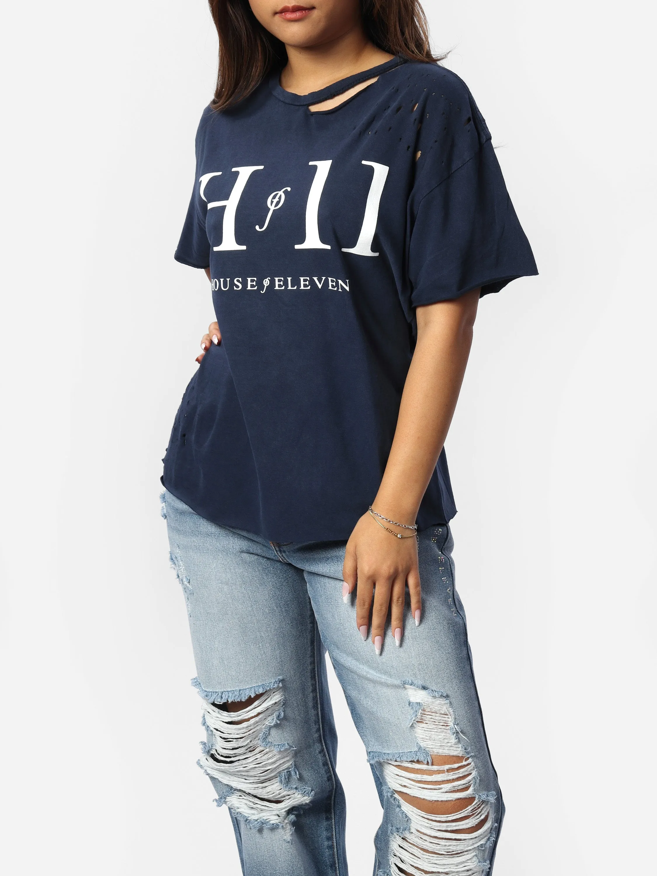 Navy Distressed Vintage Wash Tee