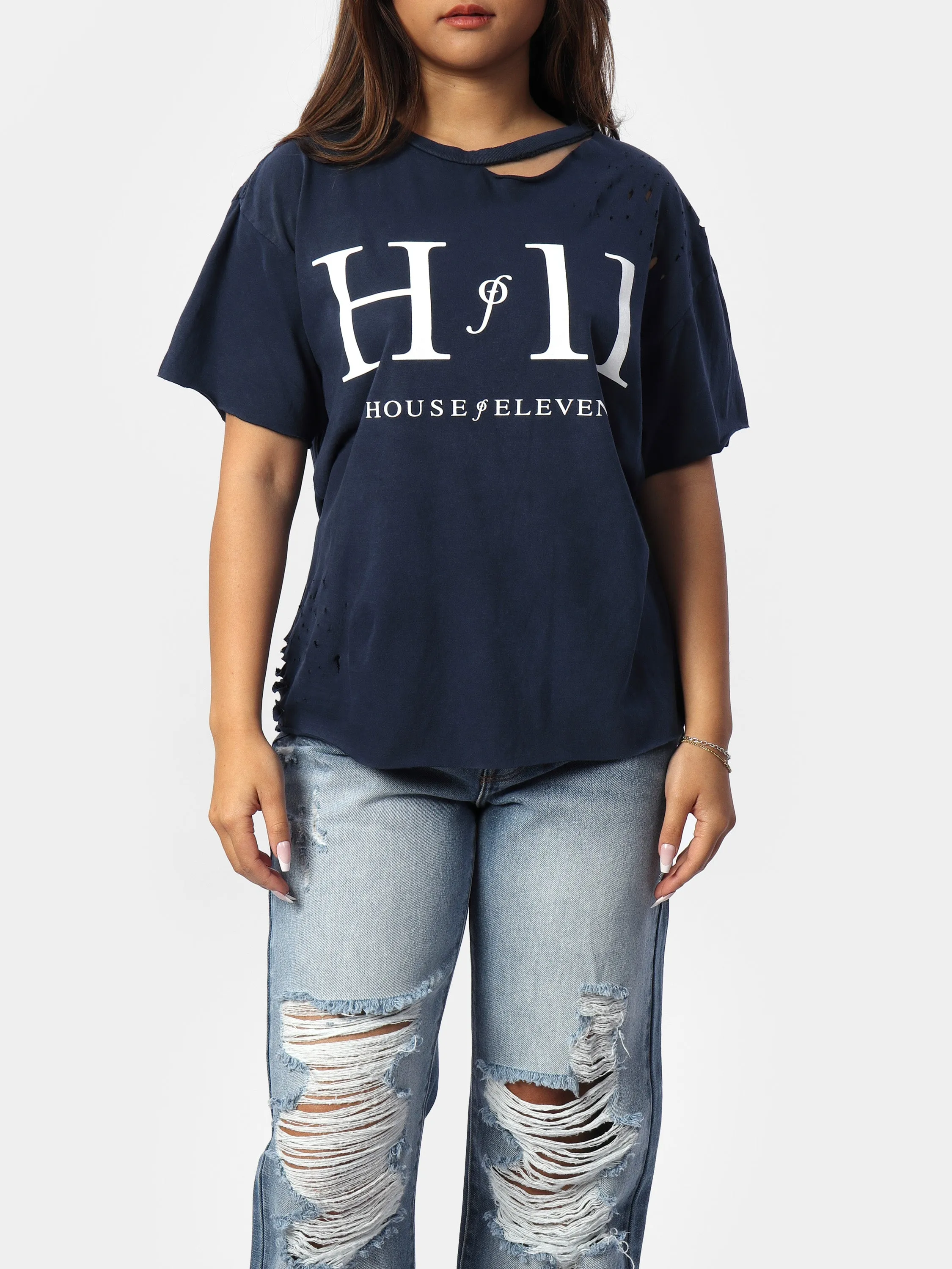Navy Distressed Vintage Wash Tee