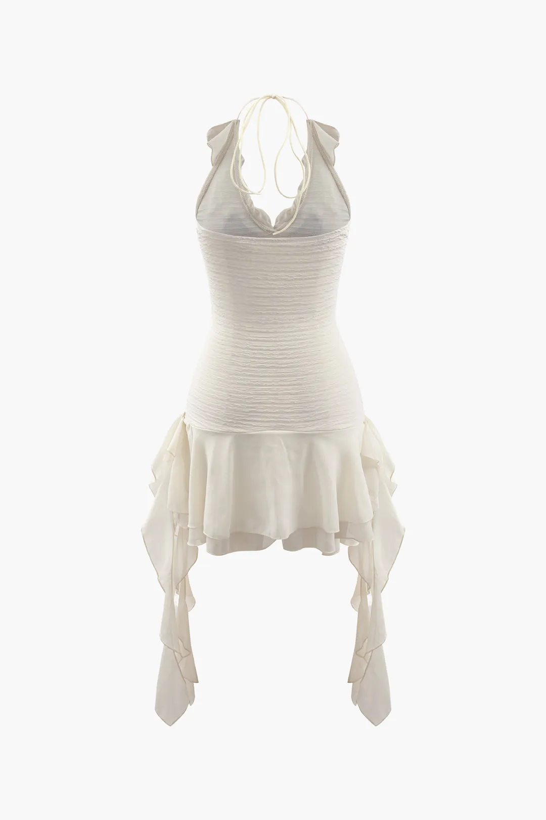 Neck Ruffle Mini Elbise