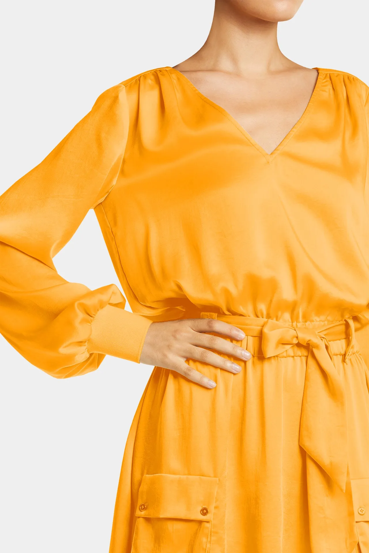 Orange Satin Mini Dress