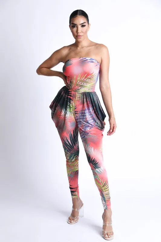 Peachey Beach Printed Tube Jumpsuit