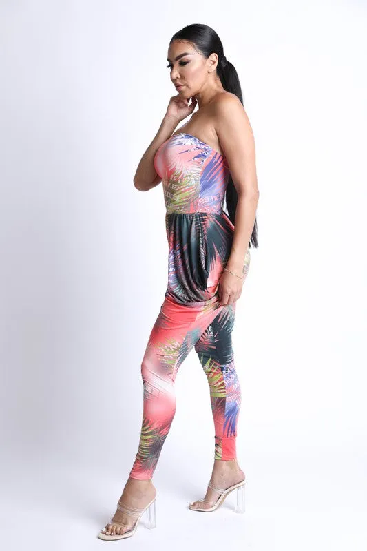 Peachey Beach Printed Tube Jumpsuit