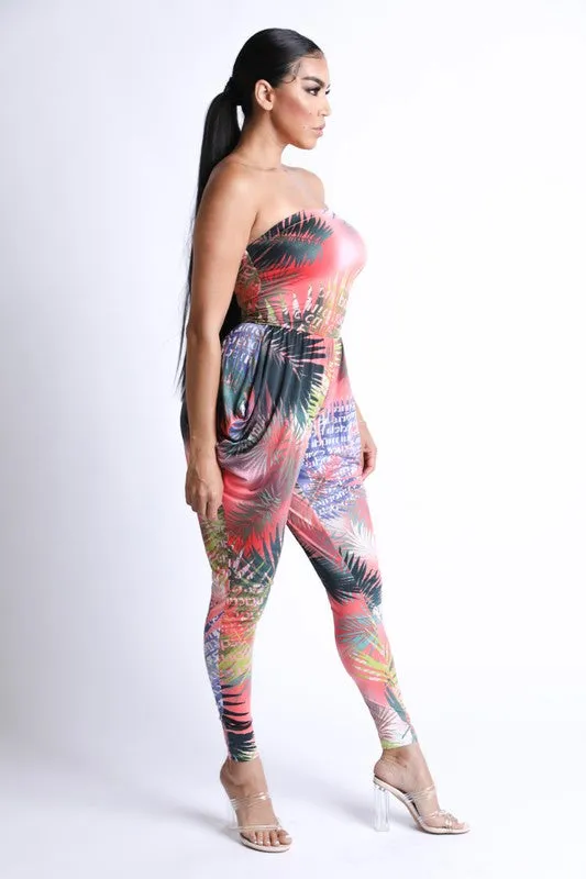 Peachey Beach Printed Tube Jumpsuit