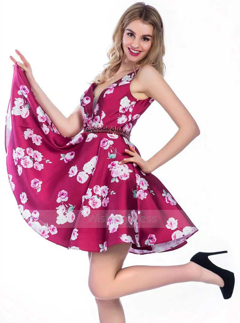 Printing Short Homecoming Dresses,A-line Homecoming Dress,Short Homecoming Dress,HC00033