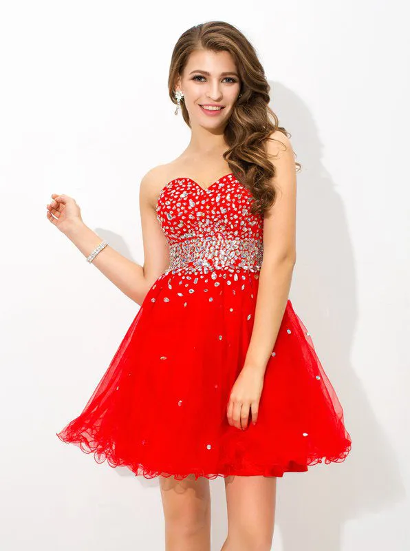 Red Sweet 16 Dresses,Sparkly Sweet 16 Dress, Strapless Sweet 16 Dress,SW00040