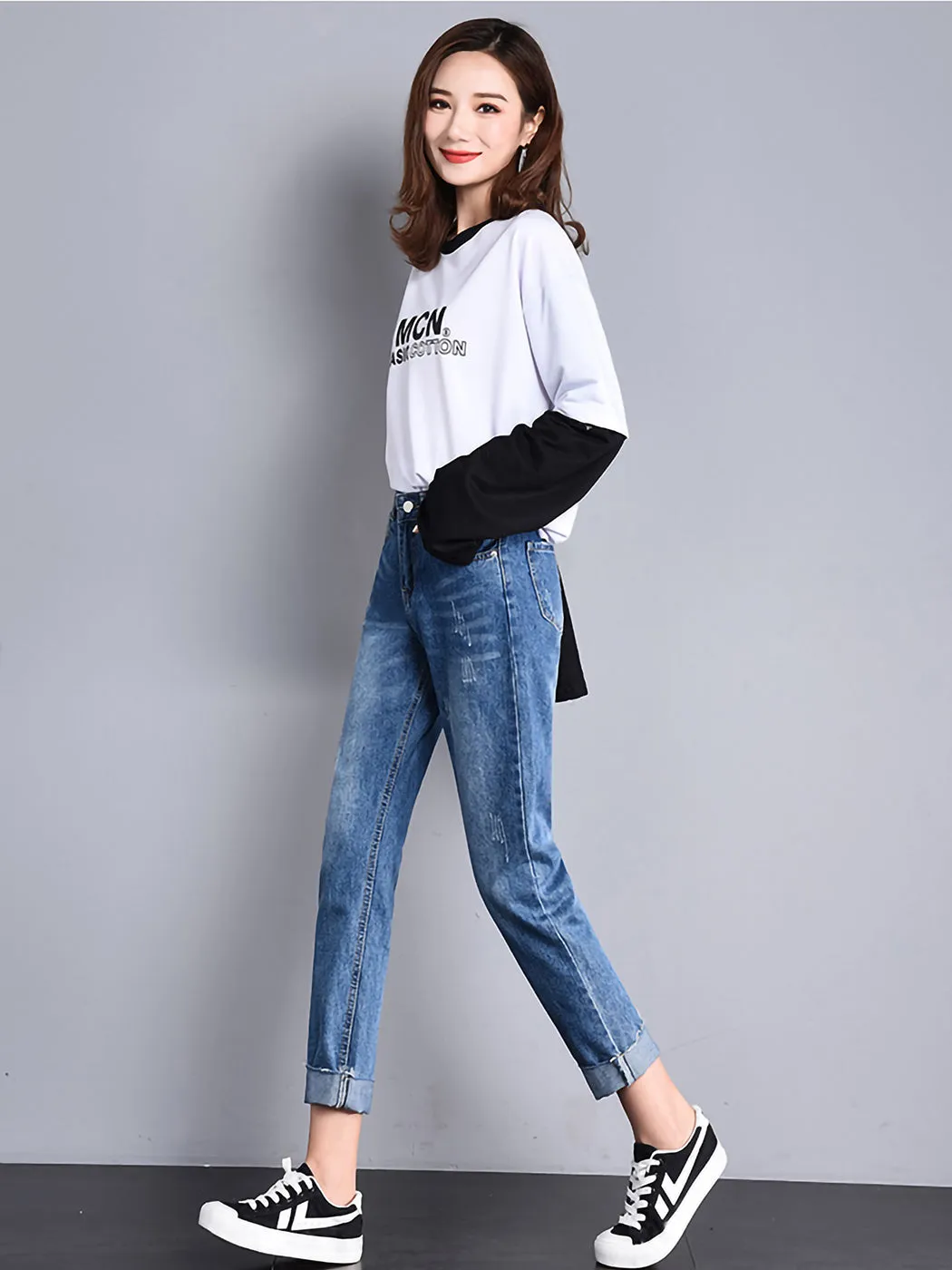 Ripped Boyfriend Jeans Cute Distressed Skinny