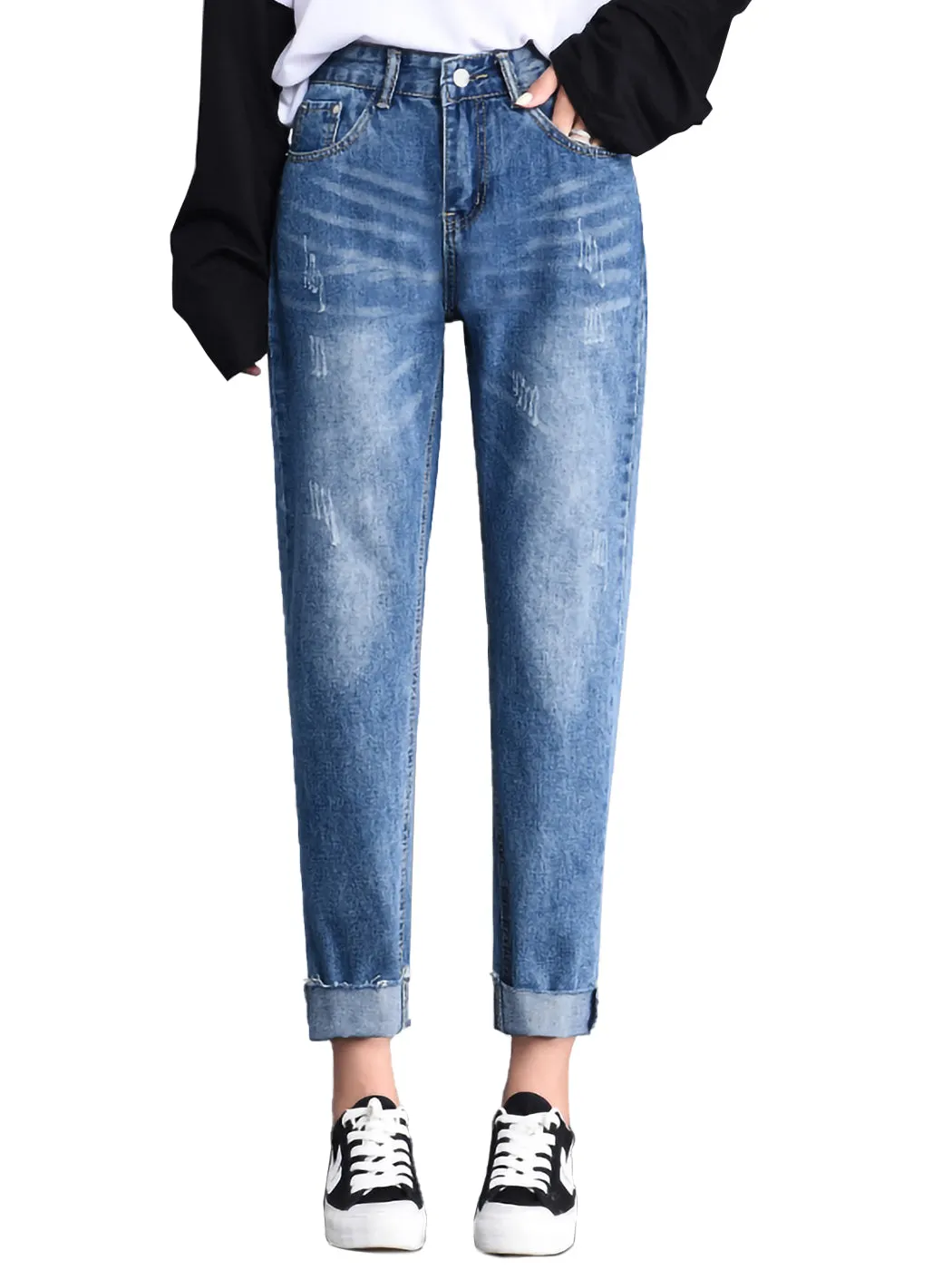 Ripped Boyfriend Jeans Cute Distressed Skinny