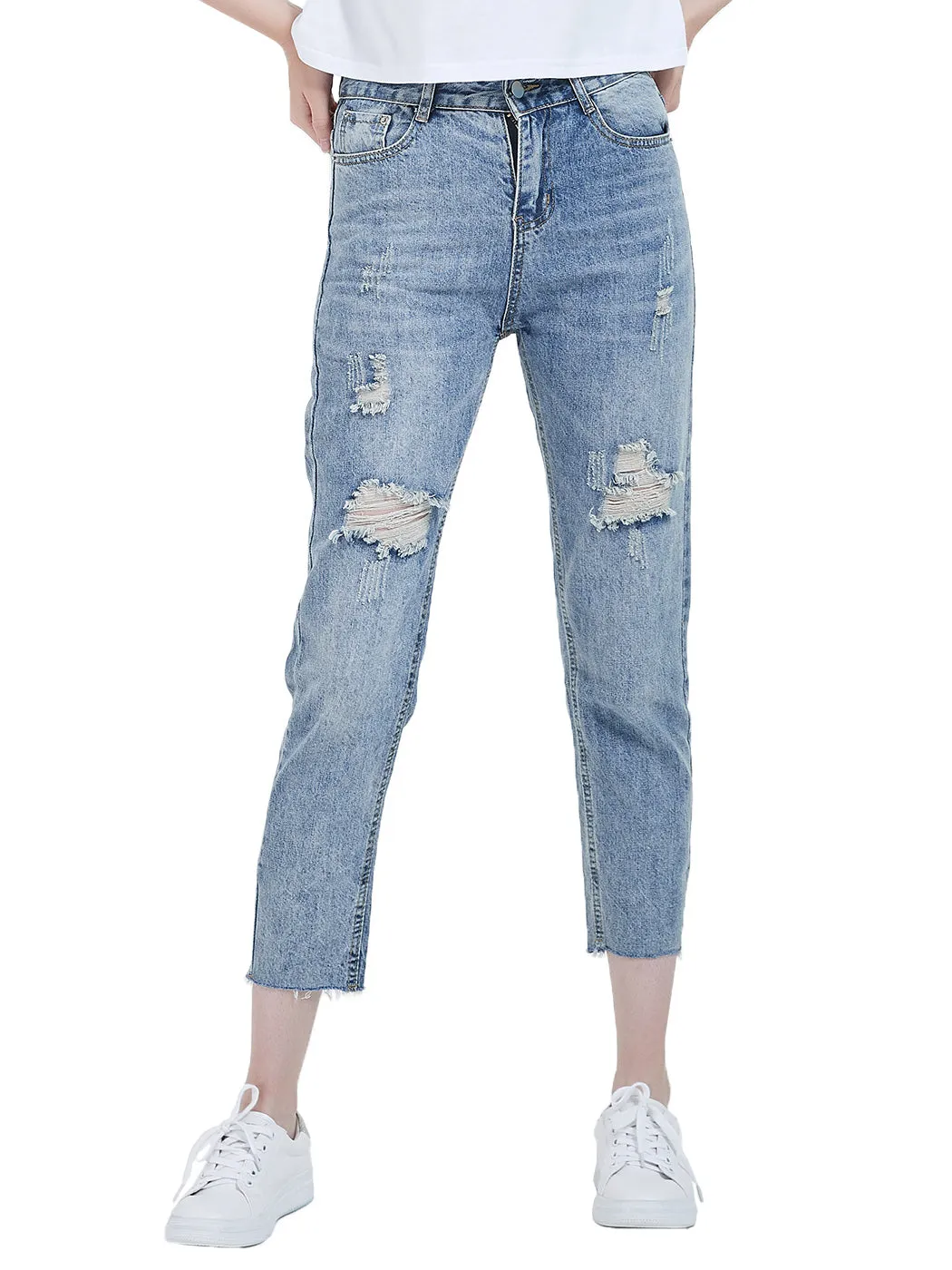 Ripped Boyfriend Jeans Cute Distressed Skinny