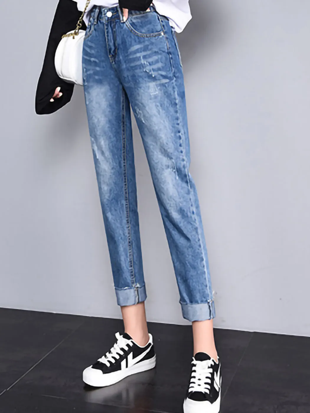 Ripped Boyfriend Jeans Cute Distressed Skinny