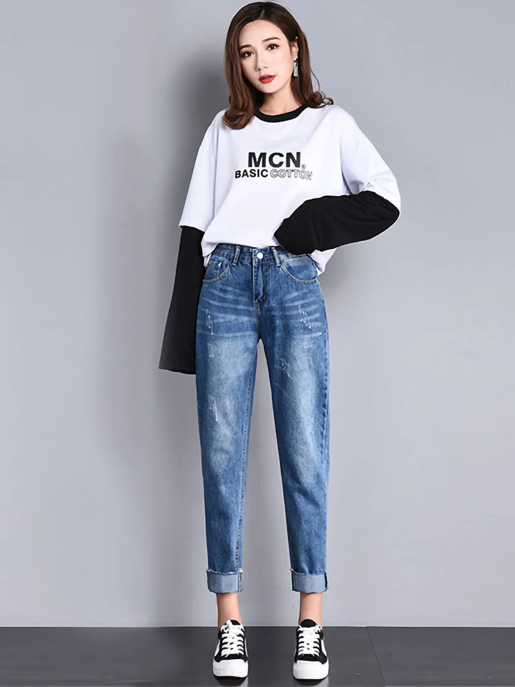 Ripped Boyfriend Jeans Cute Distressed Skinny