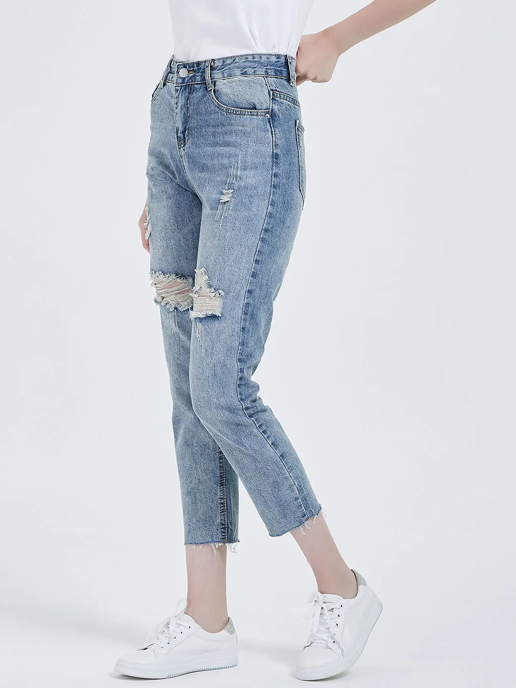 Ripped Boyfriend Jeans Cute Distressed Skinny