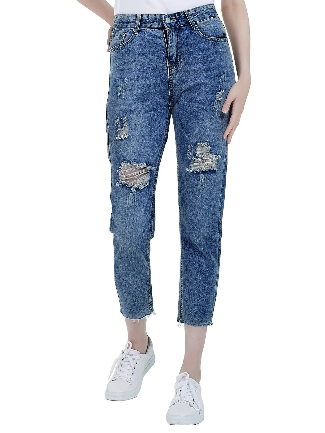 Ripped Boyfriend Jeans Cute Distressed Skinny