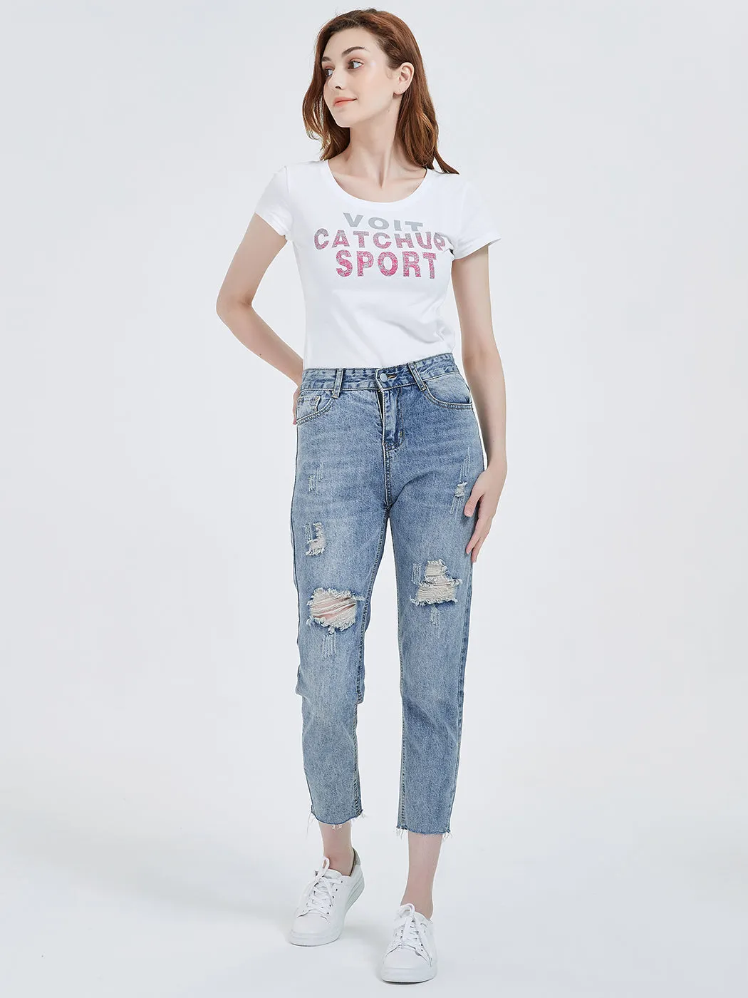 Ripped Boyfriend Jeans Cute Distressed Skinny