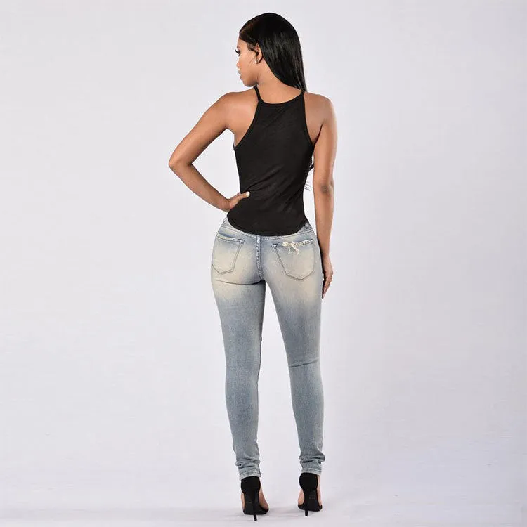 Ripped denim jeans bottom