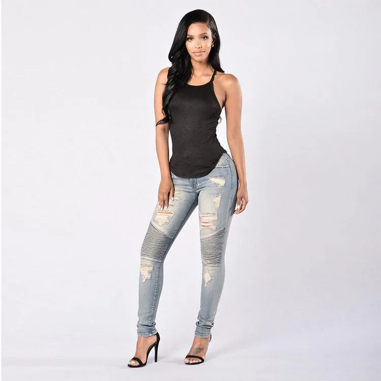 Ripped denim jeans bottom