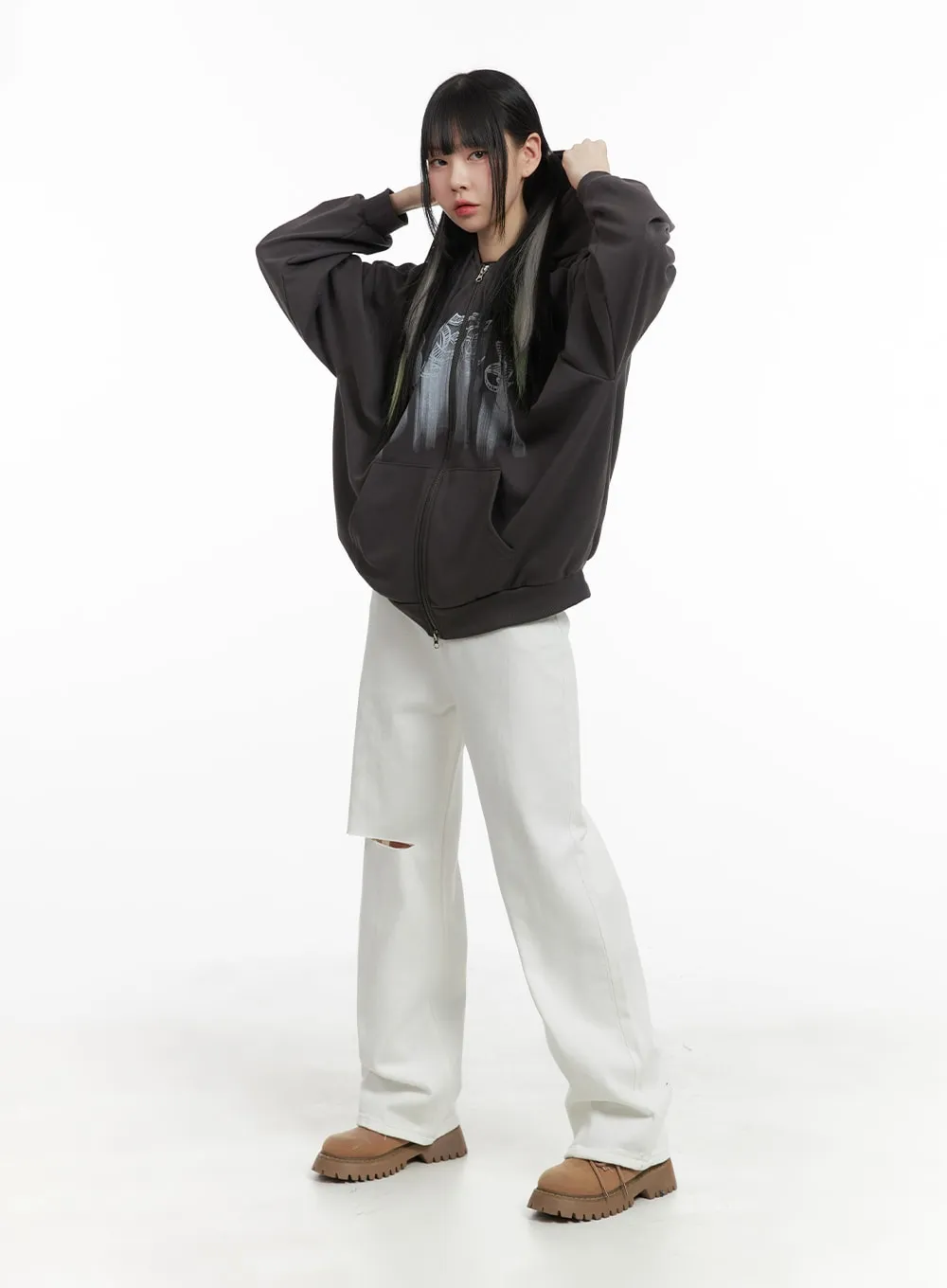 Ripped Knee Cotton Pants OM426