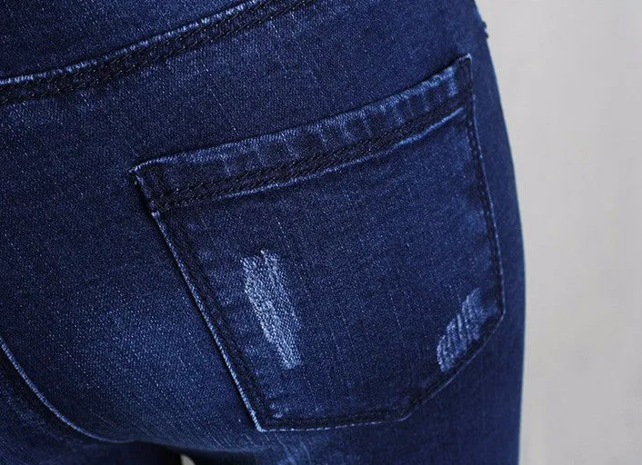 Spring Women's Slim Skinny Hole Denim Jeans