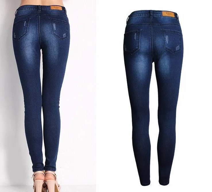 Spring Women's Slim Skinny Hole Denim Jeans