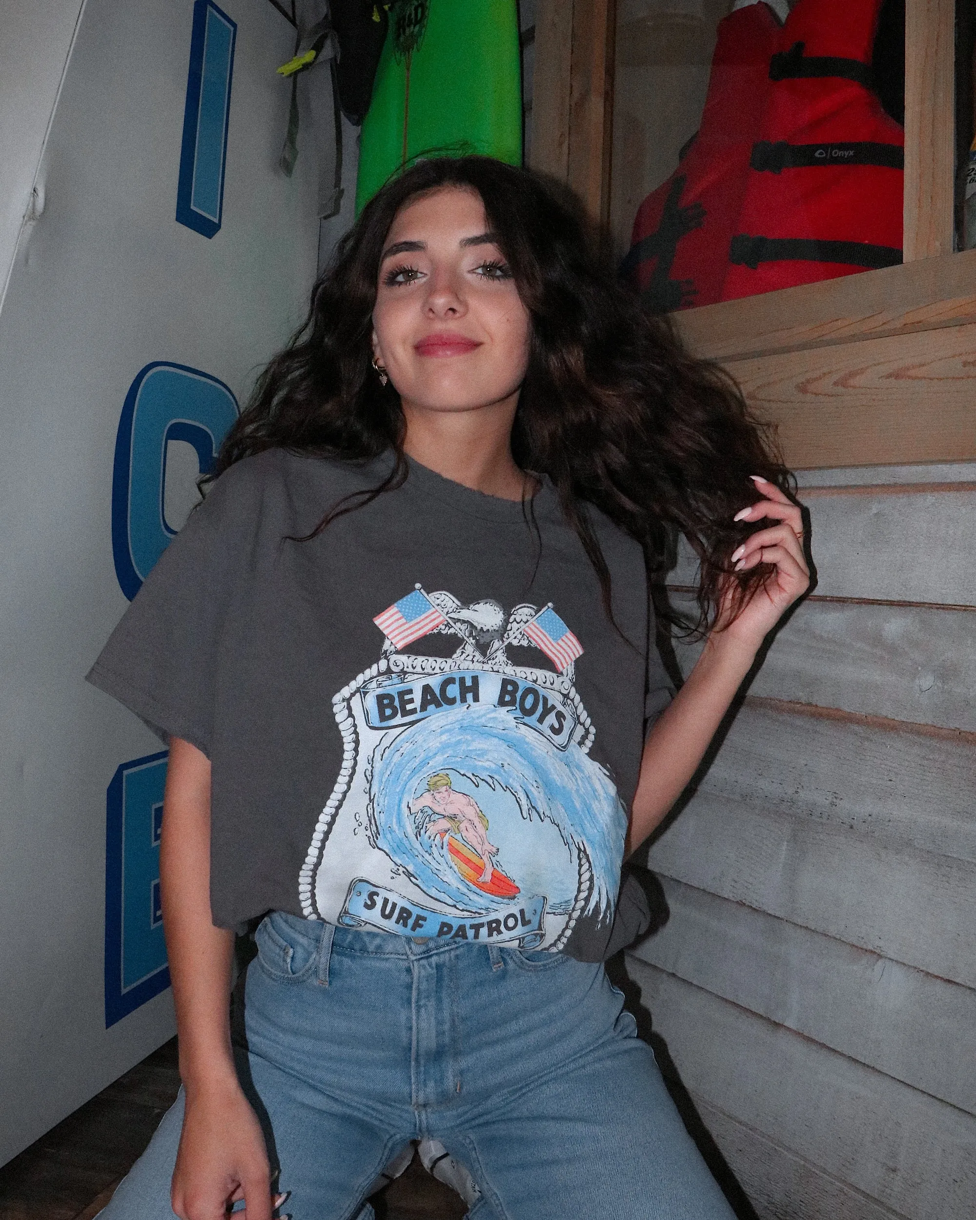 The Beach Boys Surf Patrol Charcoal Thrifted Tee