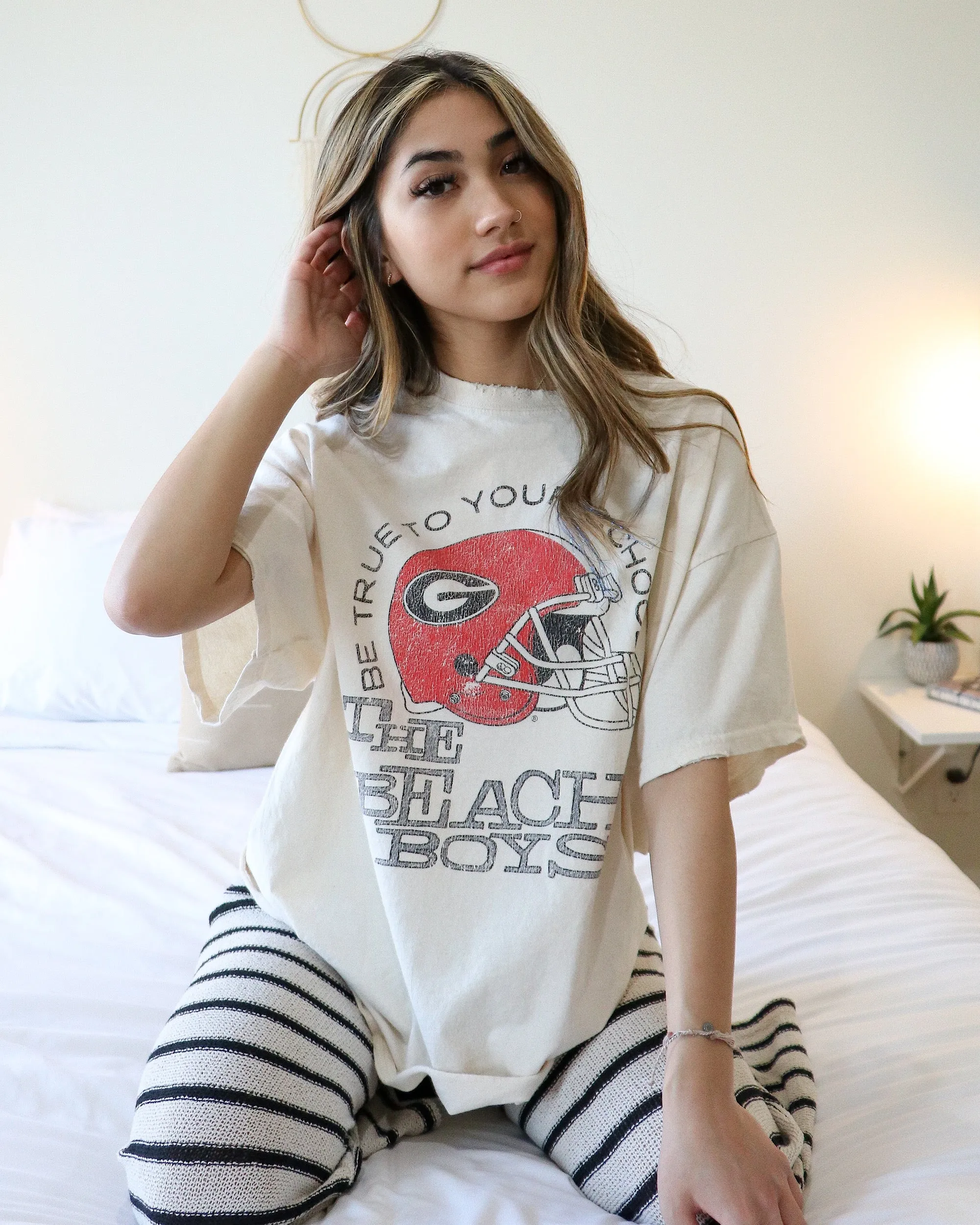 The Beach Boys UGA True To Your School Off White Thrifted Tee